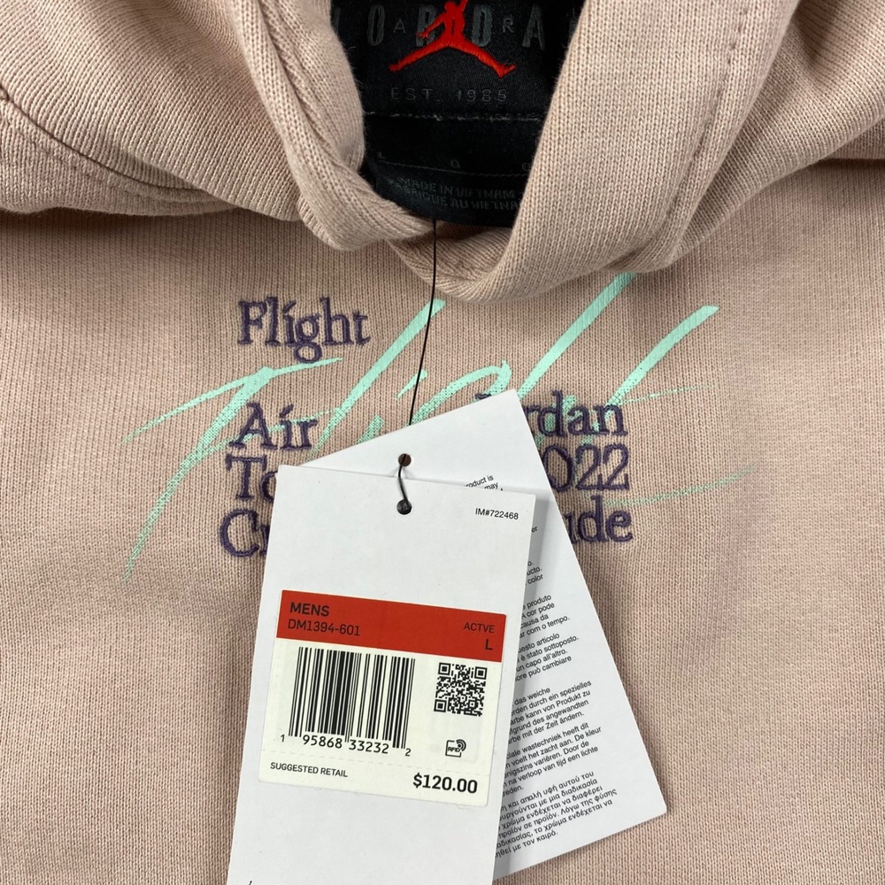 Nike Air Jordan Flight Heritage Tour Hoodie DM1394-601 Pink$120 Mens Size L NWT - Picture 4 of 10